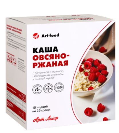 Каша овсяно-ржаная с брусникой и малиной АртЛайф, 35г