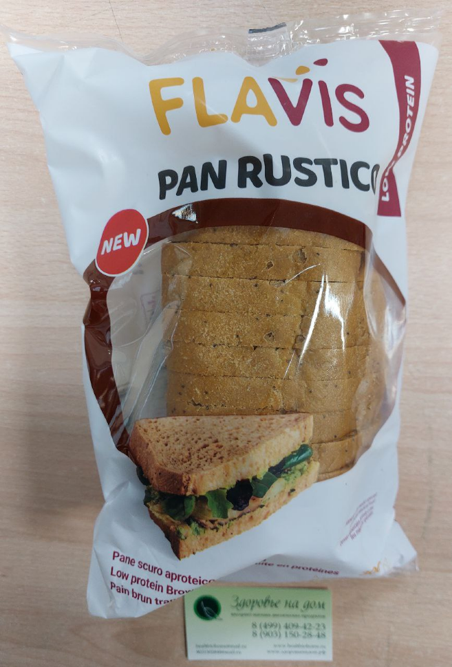 Хлеб ТЕМНЫЙ PAN RUSTICO низкобелковый FLAVIS, 300г