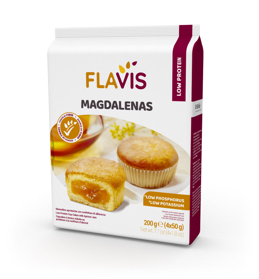 Кексы с абрикосовым джемом MAGDALENAS низкобелковые FLAVIS, 4х50г