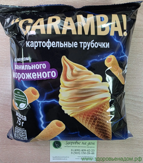 Трубочки картофельные со вкусом ванильного мороженого низкобелковые CARAMBA, 75г