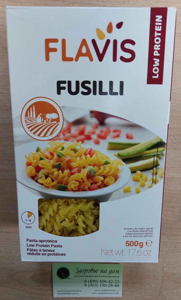 Макароны "Спиральки" FUSILLI низкобелковые FLAVIS, 500г